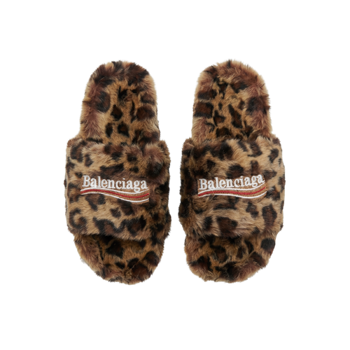 Balenciaga Leopard Fur Slides