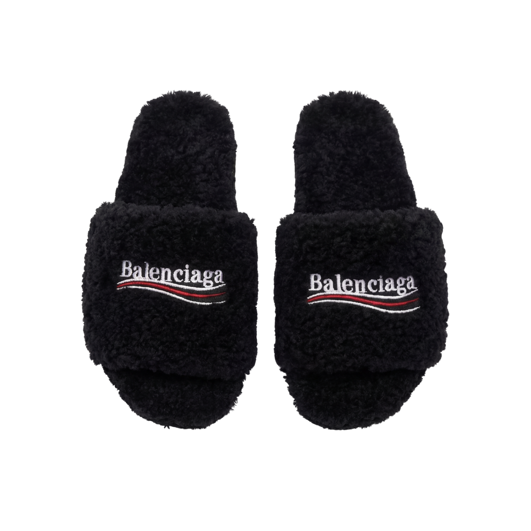 Balenciaga Black Fur Slides