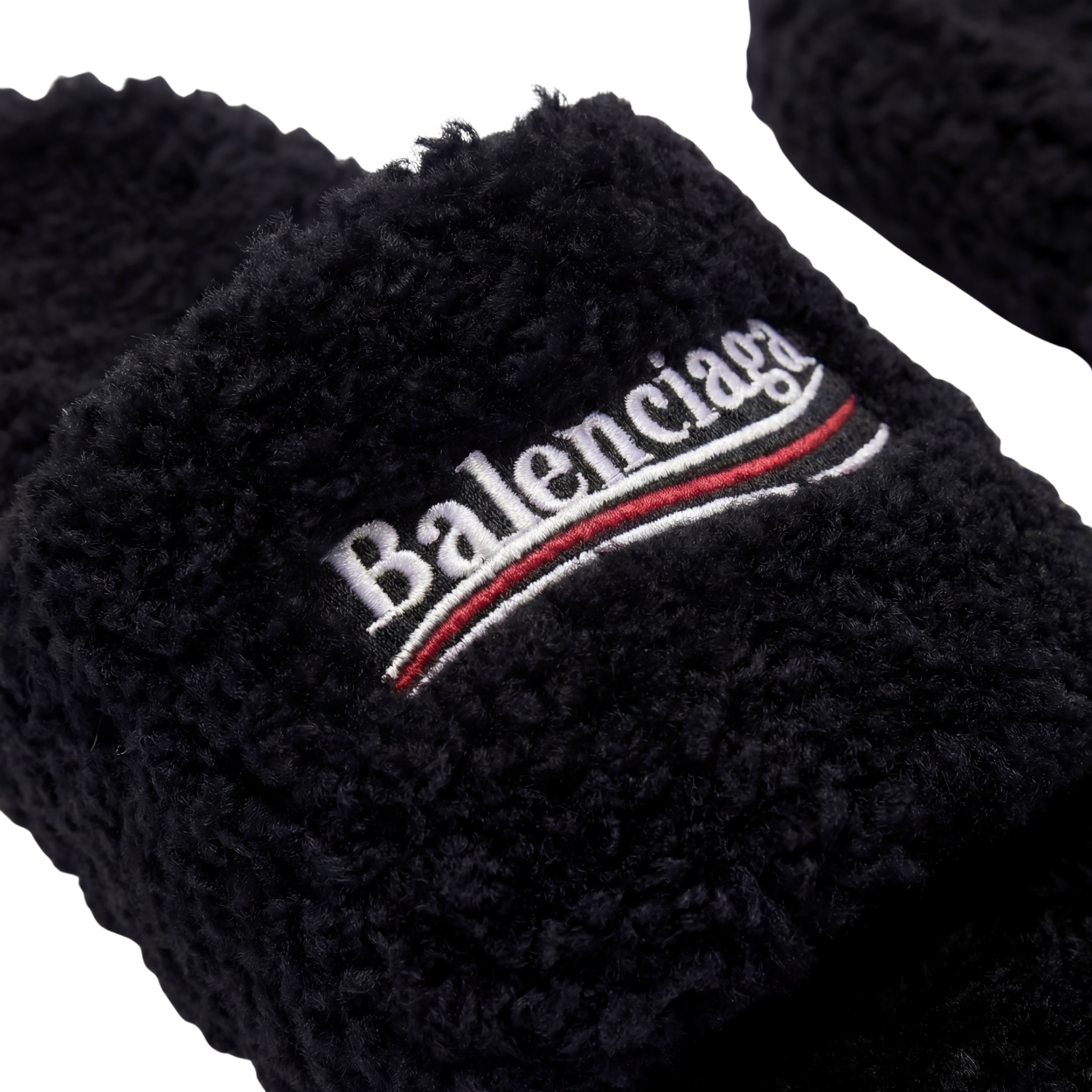Balenciaga Black Fur Slides