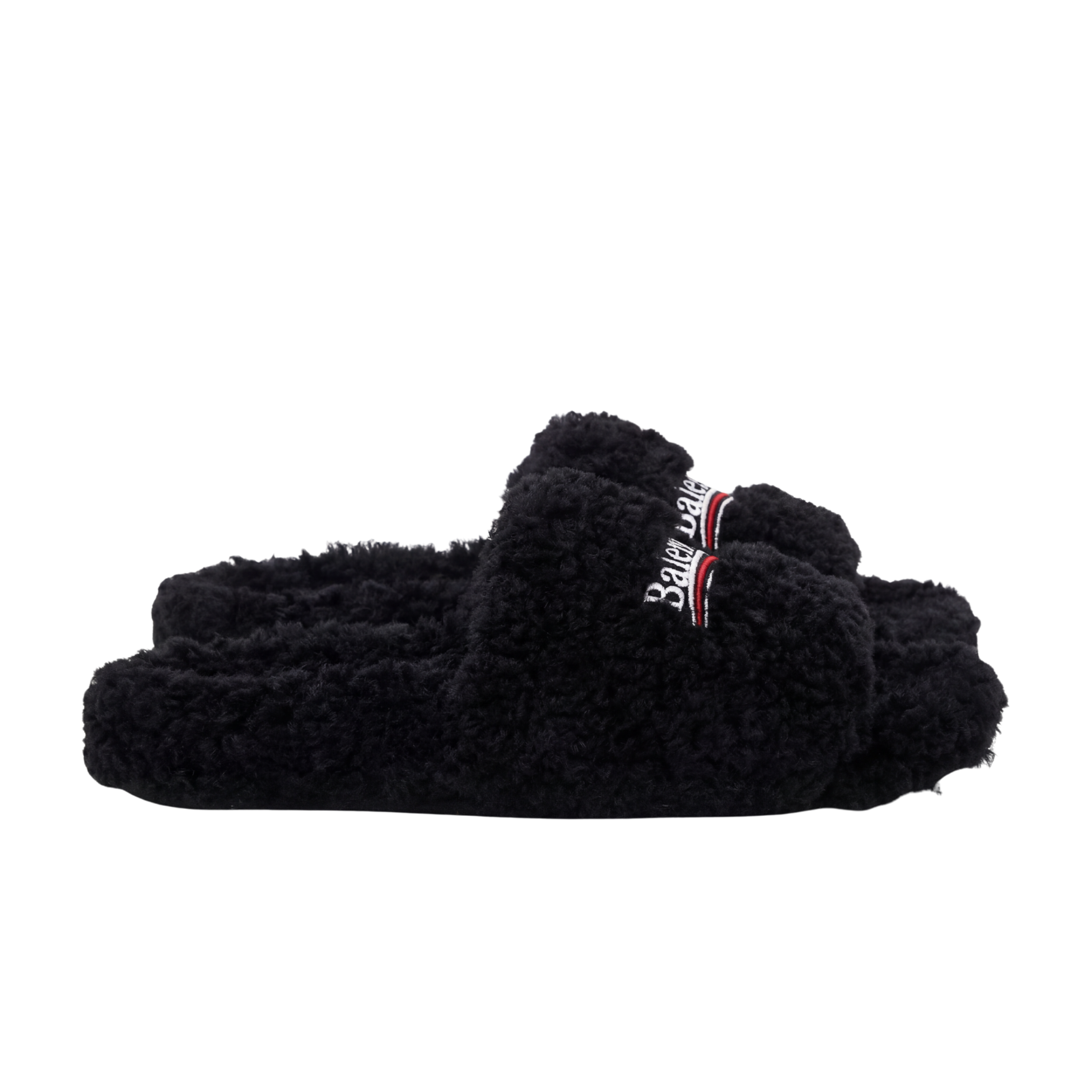 Balenciaga Black Fur Slides