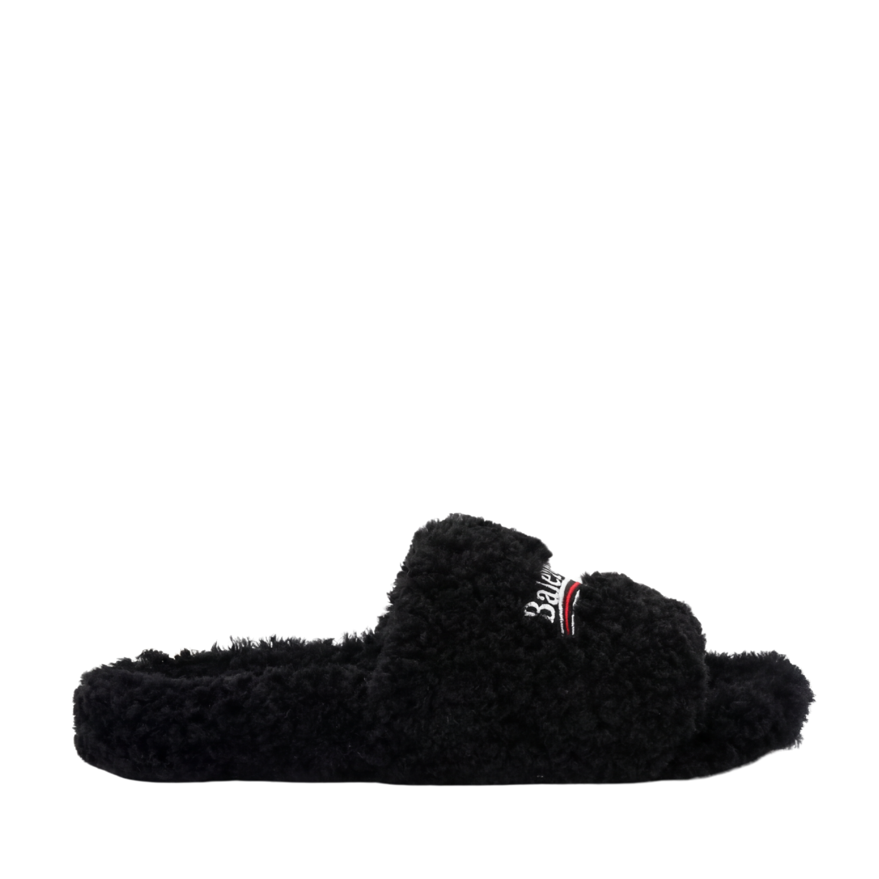 Balenciaga Black Fur Slides